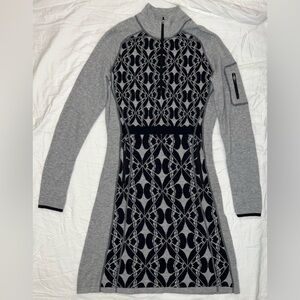 Title Nine Merino Wool Super Power Graphic Knit Sweater Dress Size S